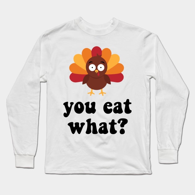 Vegan Thanksgiving Cute Vegetarian Turkey Long Sleeve T-Shirt by Daytone